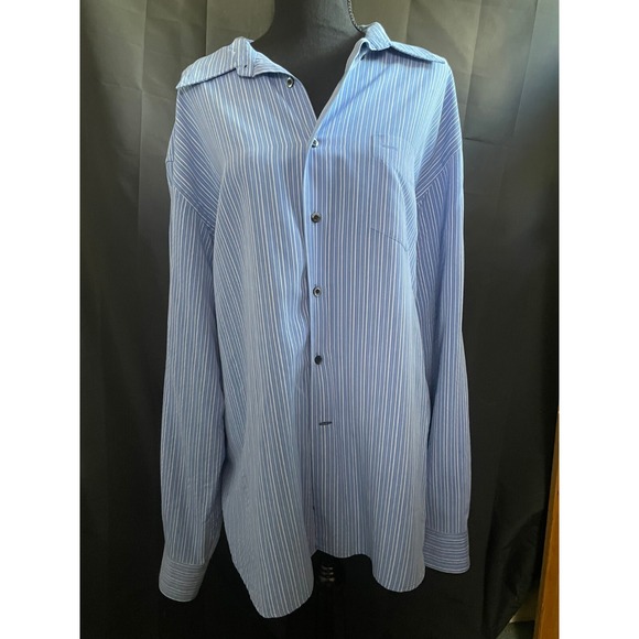 DOCKERS Men's Shirt XXL Blue Striped Button Down Long‎ Sleeve Classic Fit Work - Picture 1 of 3